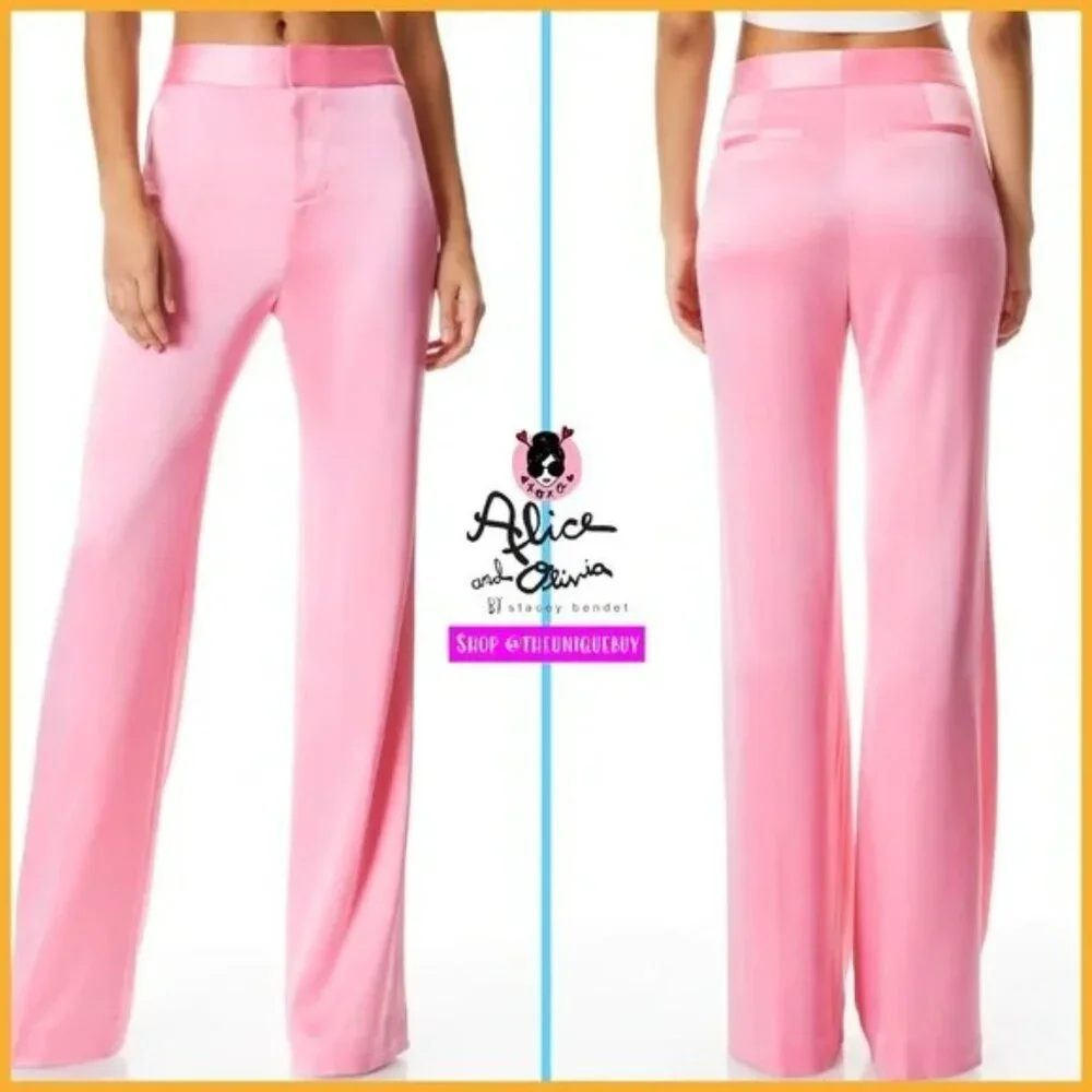 Alice + Olivia Deanna Satin-Finish Palazzo Pants - Size 4 NWT - Picture 6 of 13